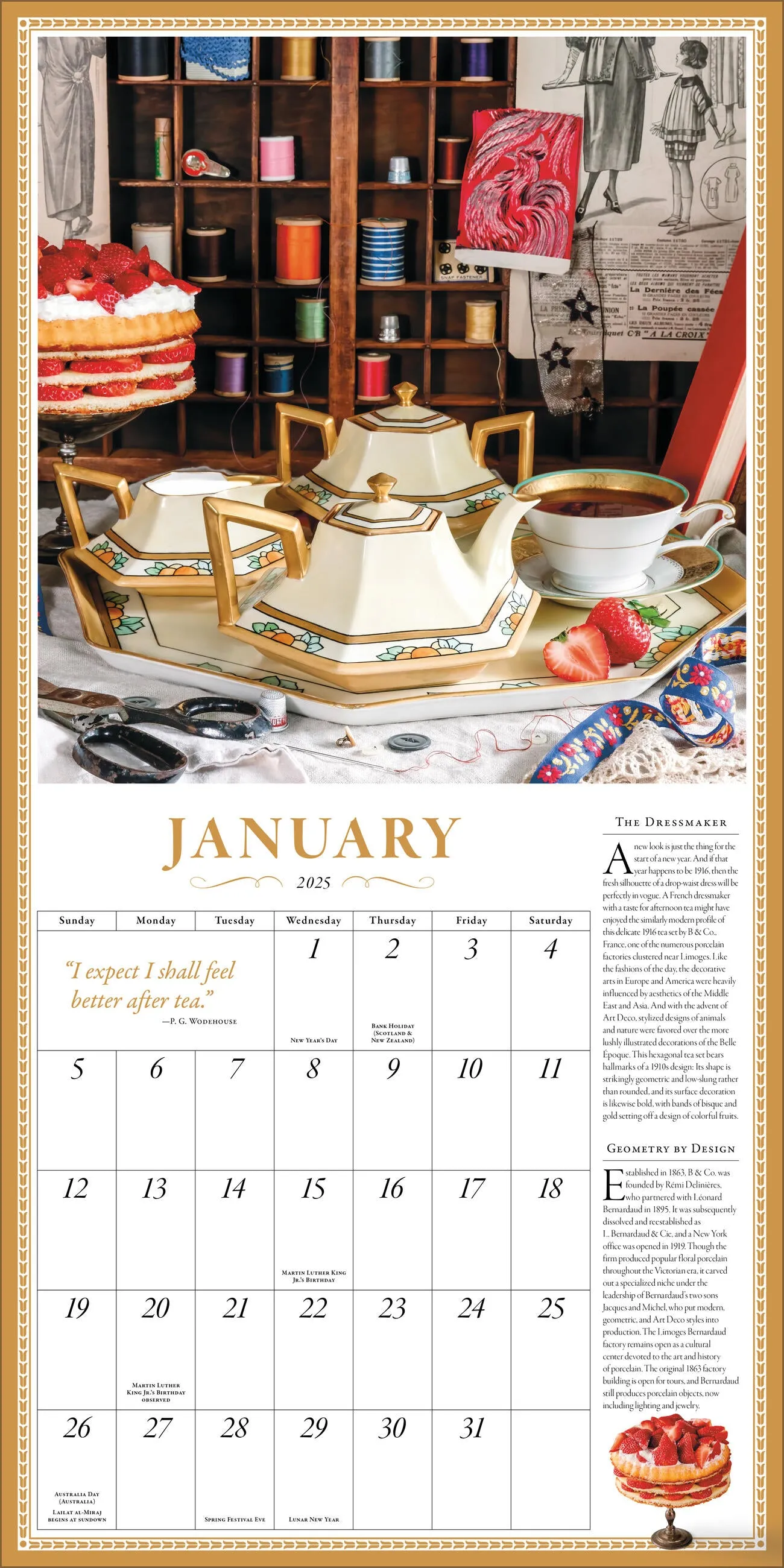 2025 Collectible Teapot Wall Calendar