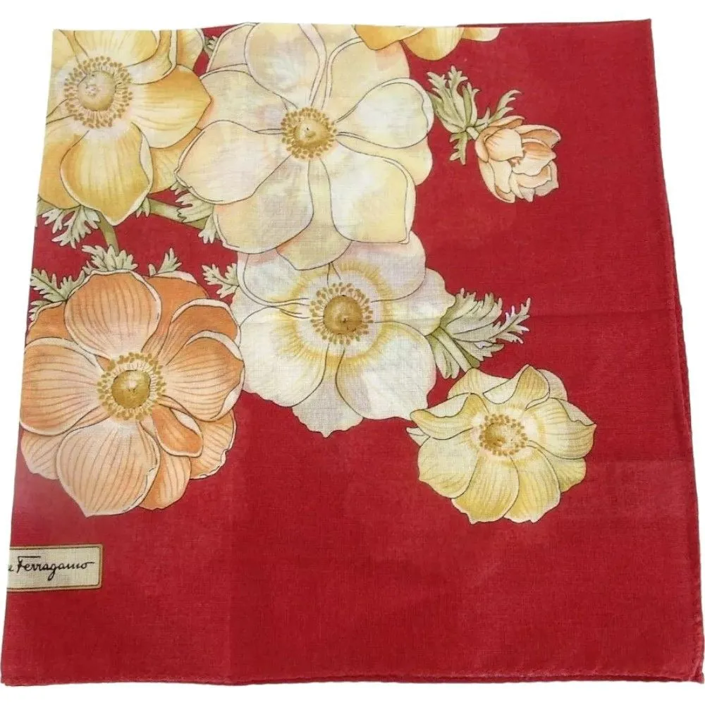 296127AN (S1) Salvatore Ferragamo Handkerchief Red Cotton