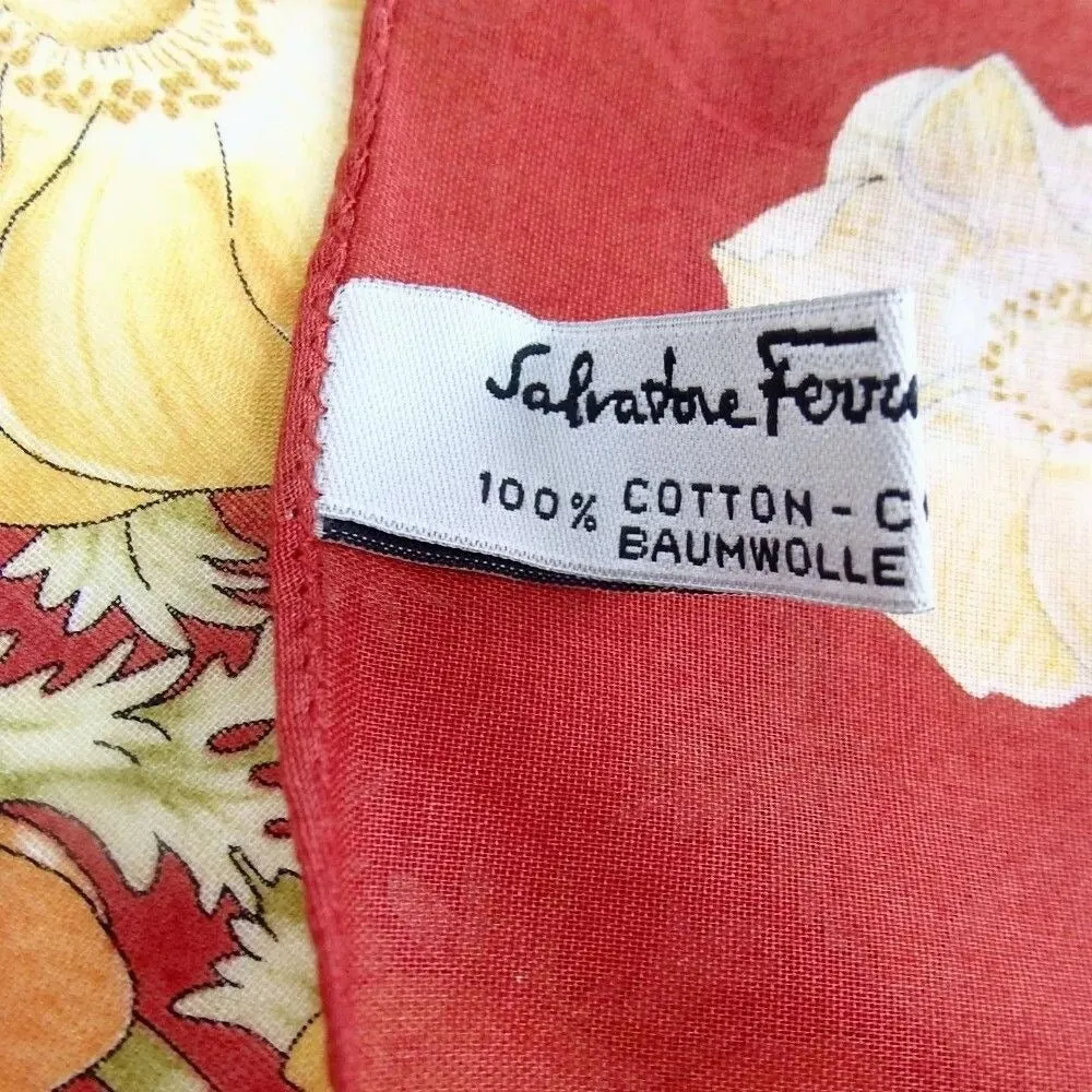296127AN (S1) Salvatore Ferragamo Handkerchief Red Cotton