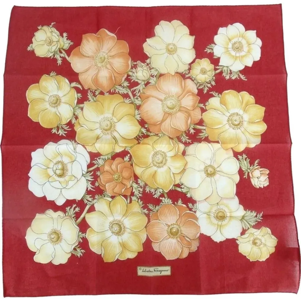 296127AN (S1) Salvatore Ferragamo Handkerchief Red Cotton