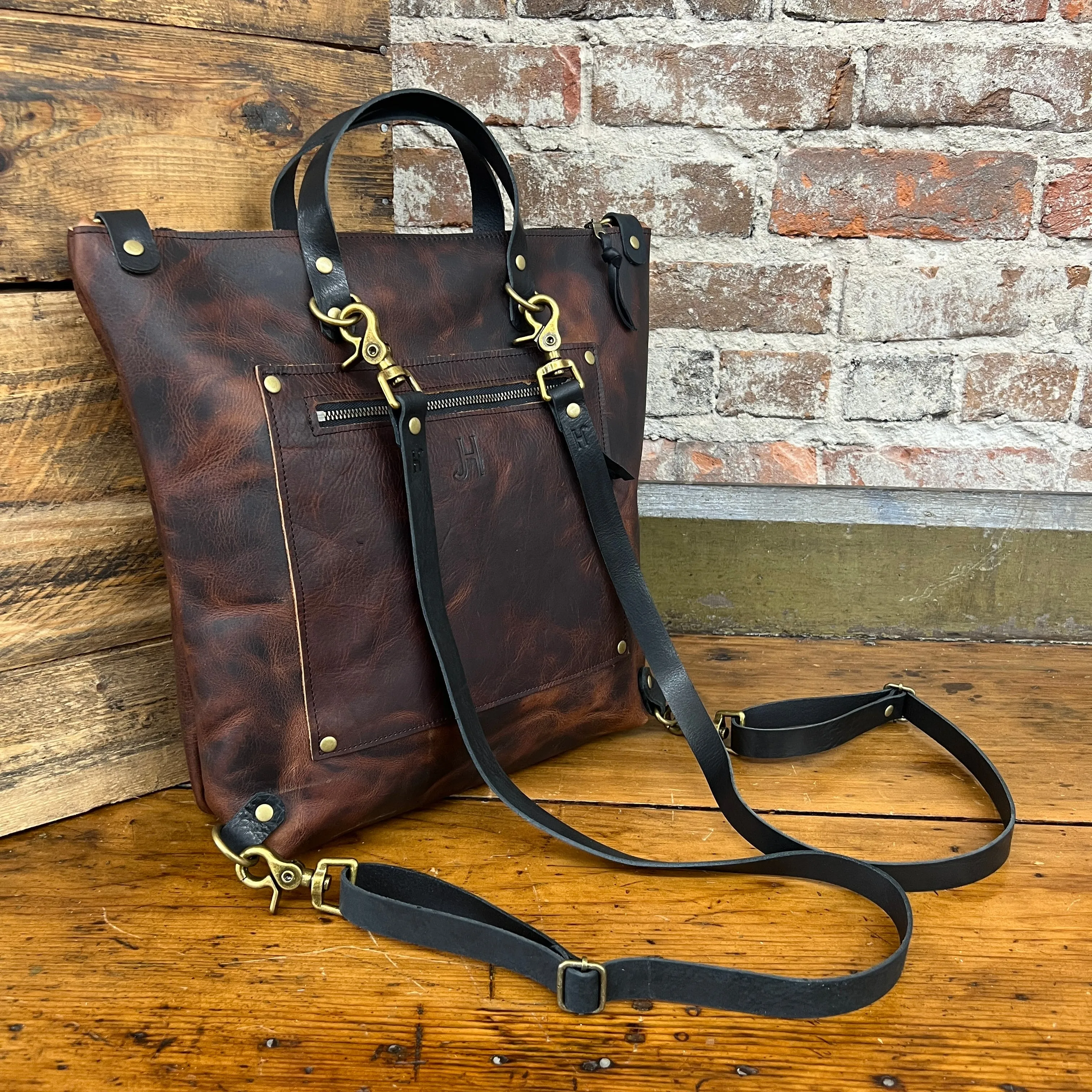 Backpack - Navy JH Leather & Chestnut