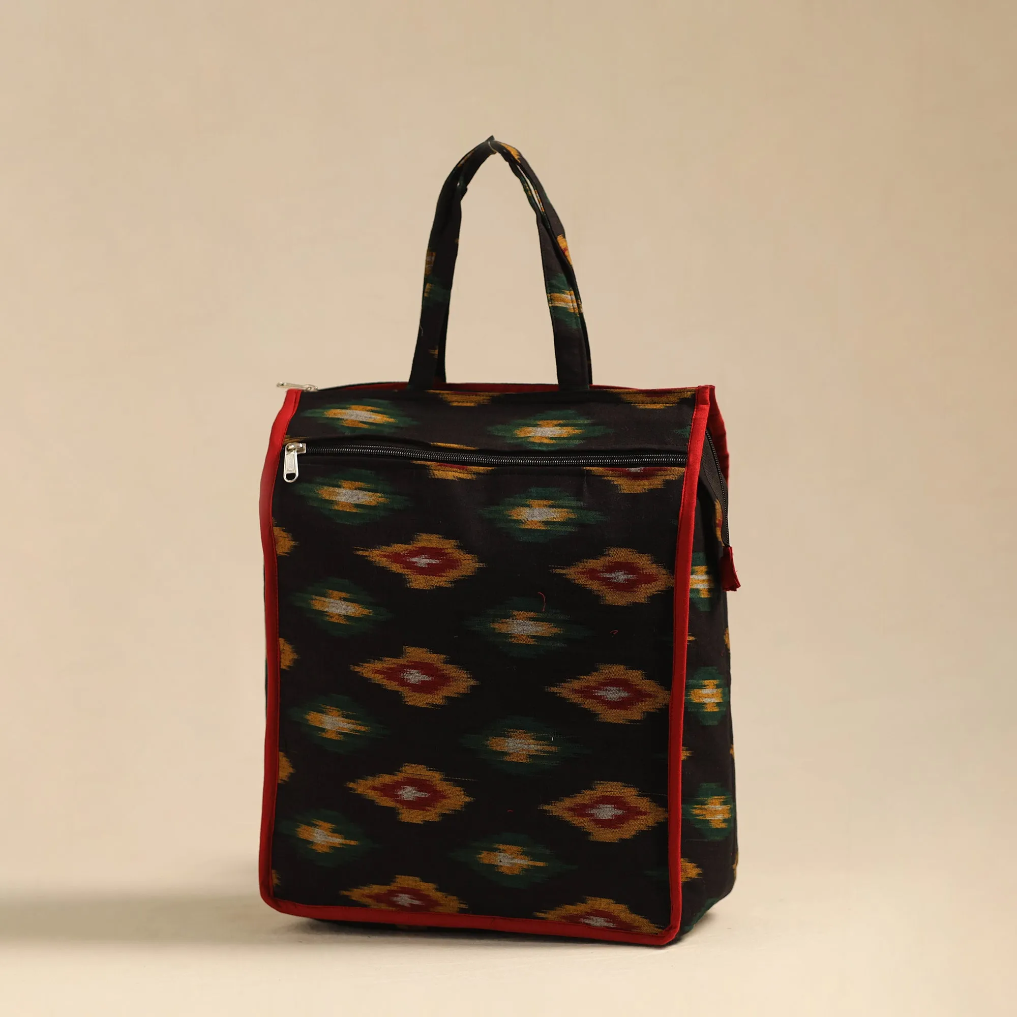 Black - Handcrafted Cotton Shopping Hand Bag 10