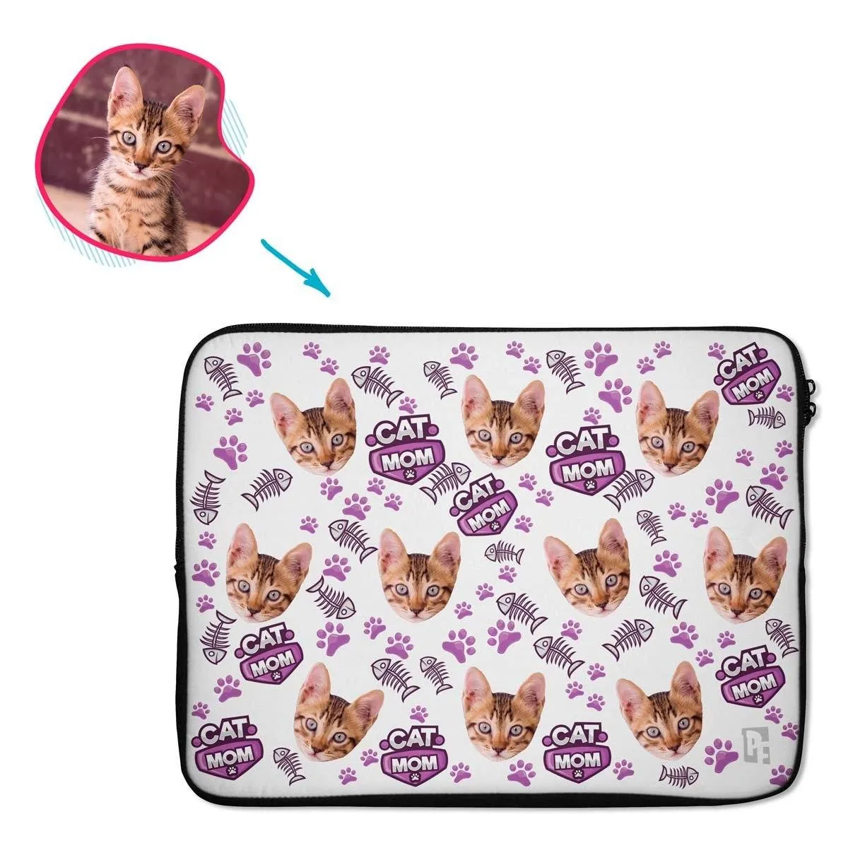 Cat Mom Personalized Laptop Sleeve