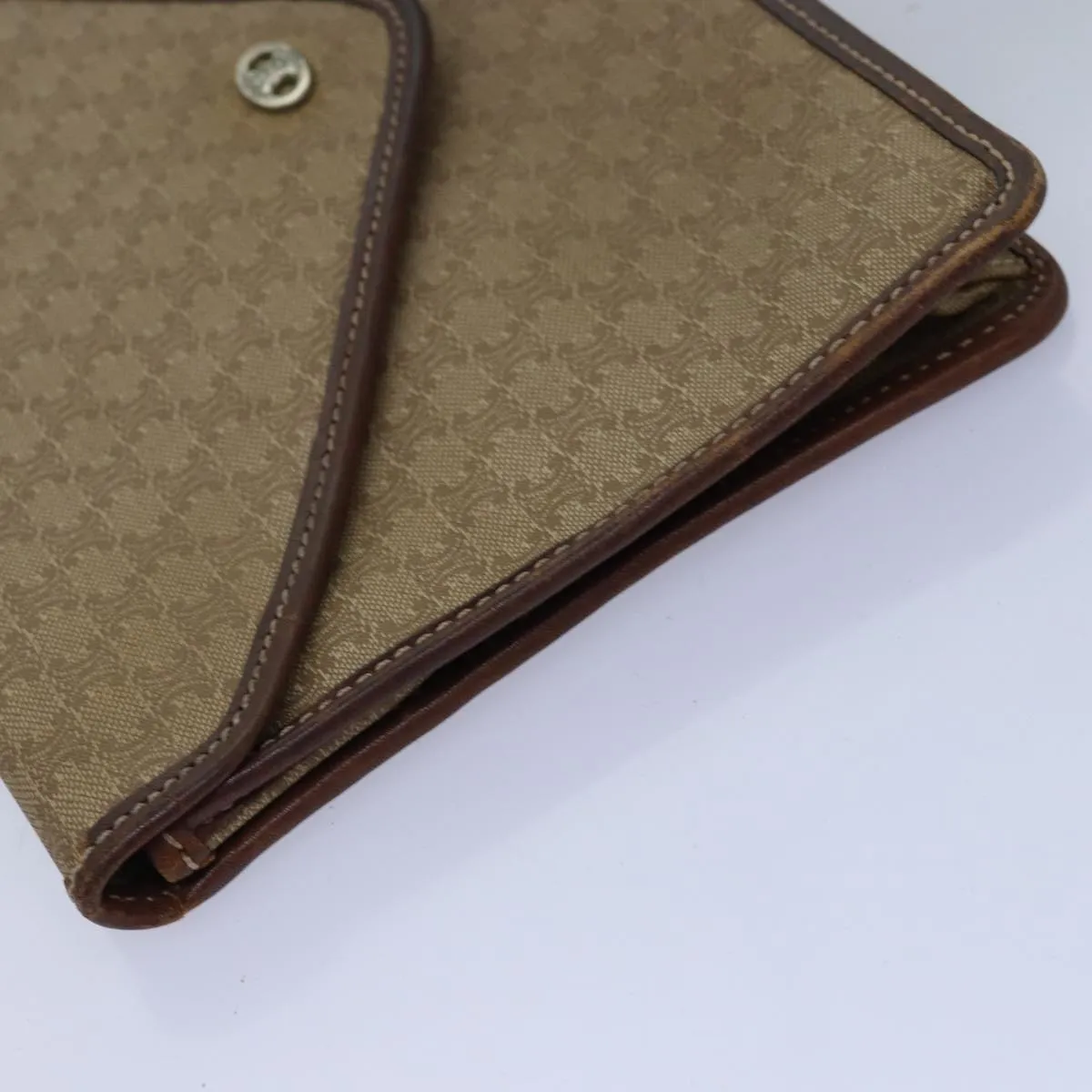 CELINE Macadam Canvas Clutch Bag 2Set Beige Red Auth bs14869