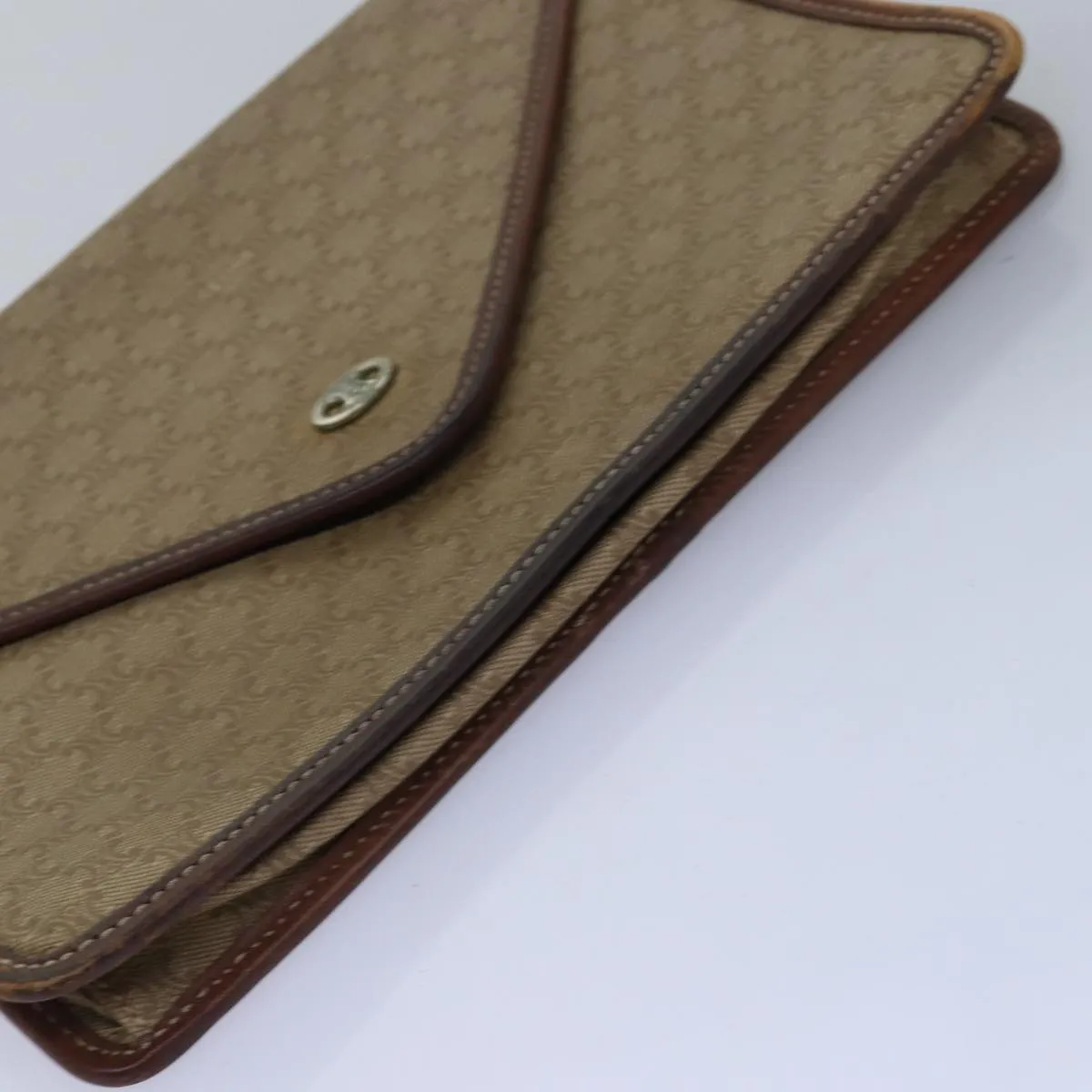 CELINE Macadam Canvas Clutch Bag 2Set Beige Red Auth bs14869