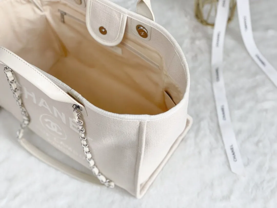 CHLSmall Shopping Bag Silver Hardware Cream For Women, Women&#8217;s Handbags, Shoulder Bags 15.2in/39cm AS3257