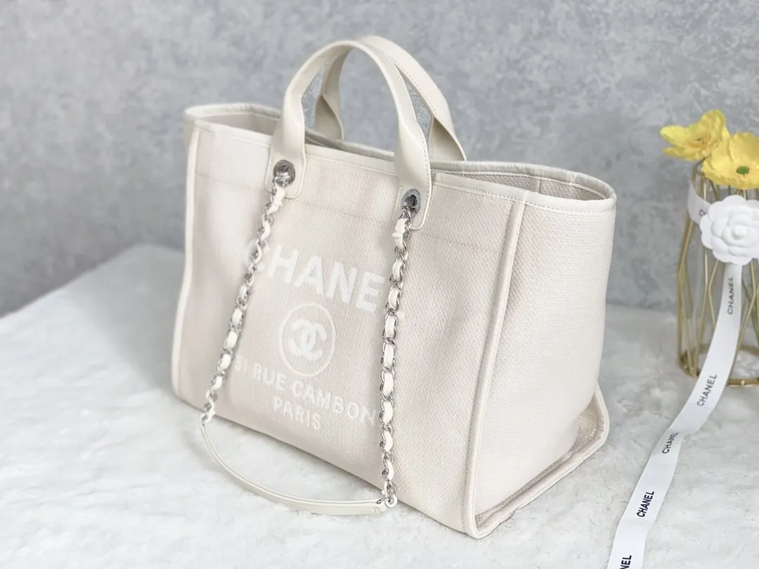 CHLSmall Shopping Bag Silver Hardware Cream For Women, Women&#8217;s Handbags, Shoulder Bags 15.2in/39cm AS3257