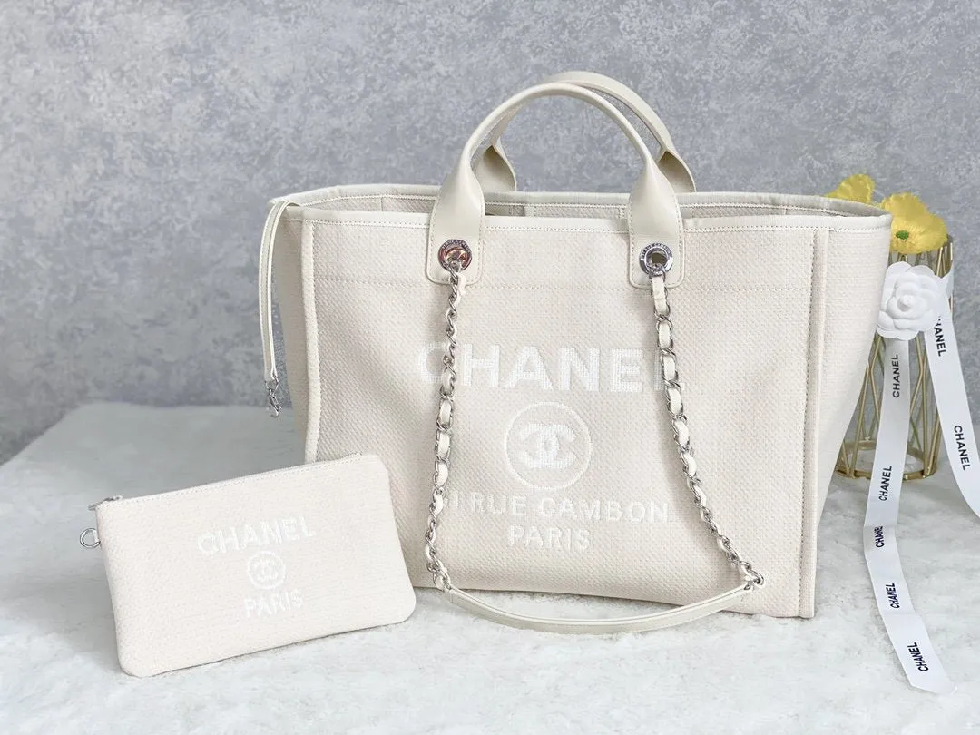 CHLSmall Shopping Bag Silver Hardware Cream For Women, Women&#8217;s Handbags, Shoulder Bags 15.2in/39cm AS3257