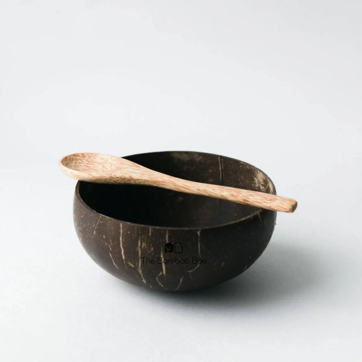 Coconut Bowl & Coconut Wood Cutlery | Naturally Polished Bowl