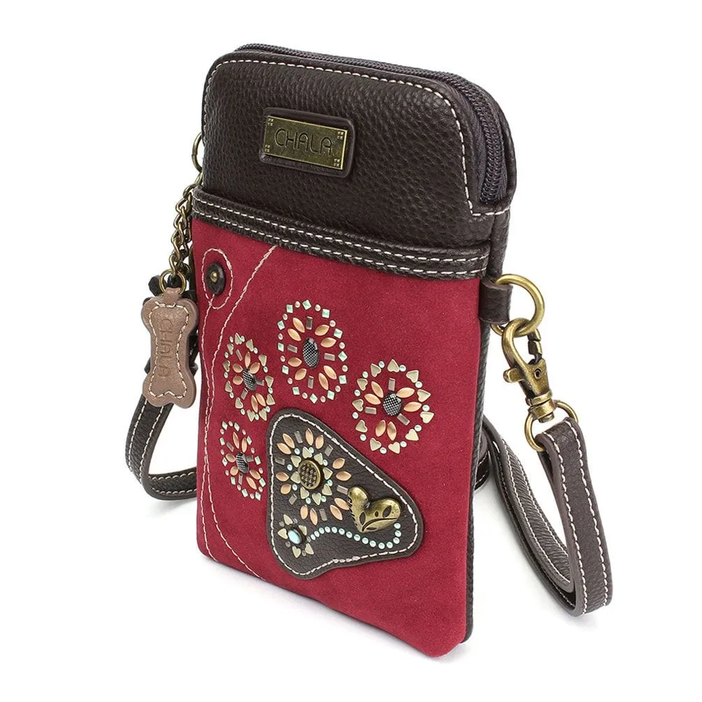 Dazzled Red Paw Print Cell Phone Crossbody by Chala-Vegan!