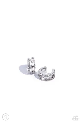 Dont Sweat The Small CUFF - White Post Earrings - Paparazzi Accessories