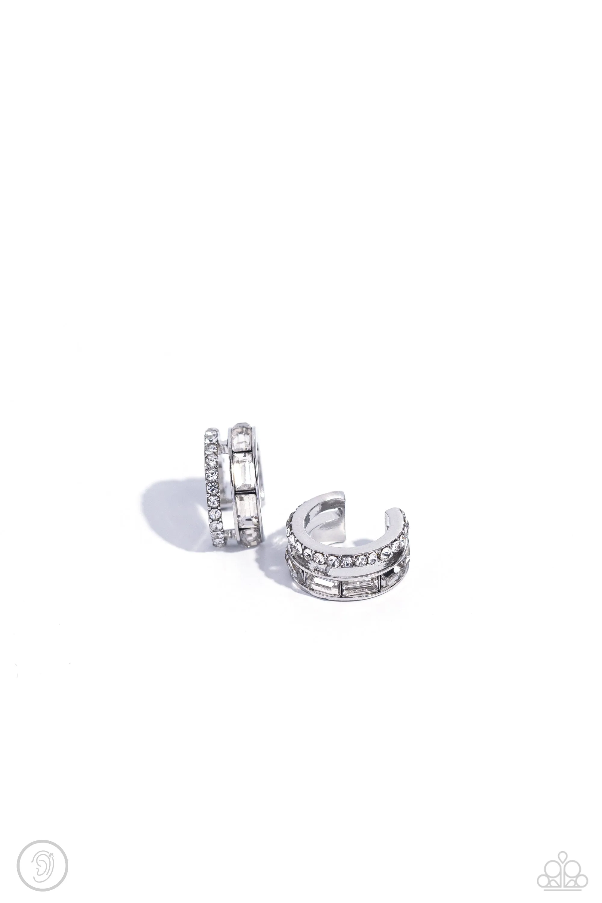 Dont Sweat The Small CUFF - White Post Earrings - Paparazzi Accessories