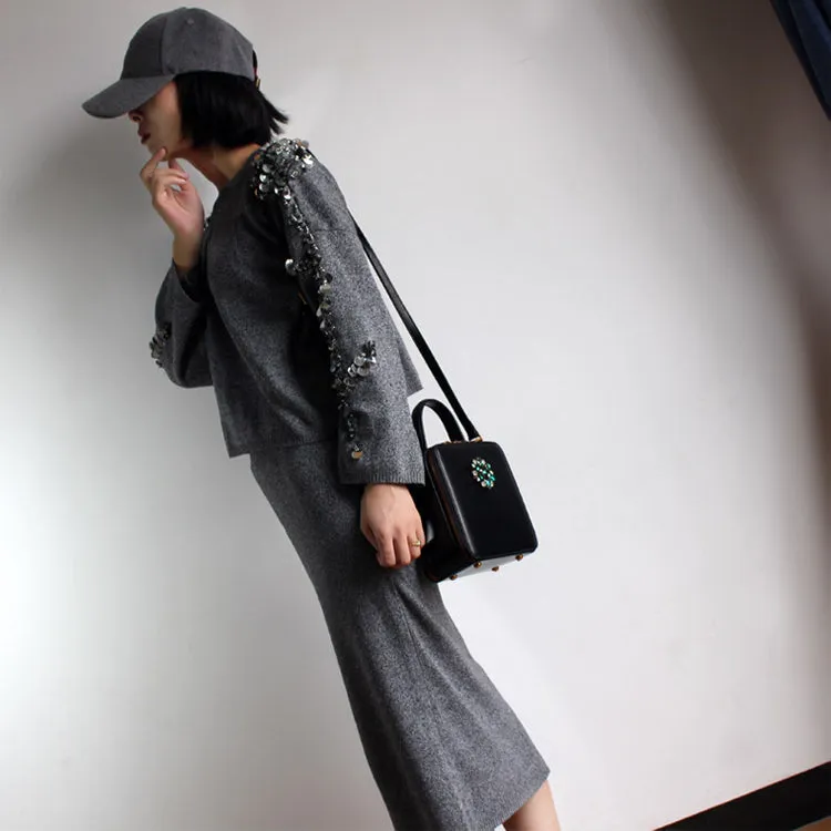 Ladies Boxy Leather Over The Shoulder Bag Leather Handbags For Women