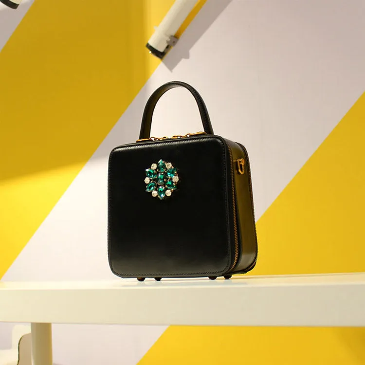 Ladies Boxy Leather Over The Shoulder Bag Leather Handbags For Women