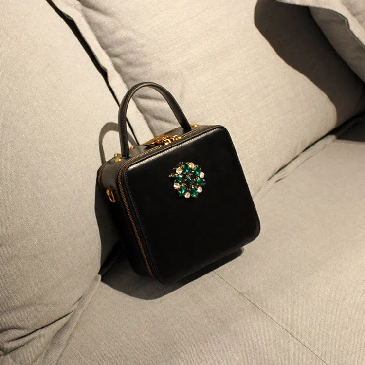 Ladies Boxy Leather Over The Shoulder Bag Leather Handbags For Women