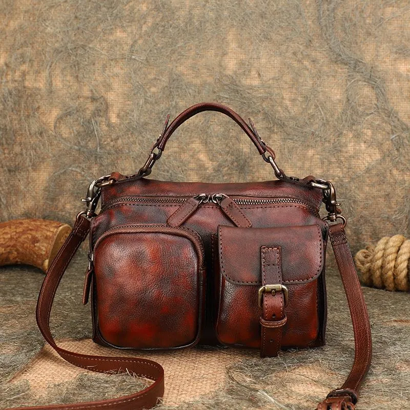 Ladies Vintage Shoulder Bags Genuine Leather Handbags For Women