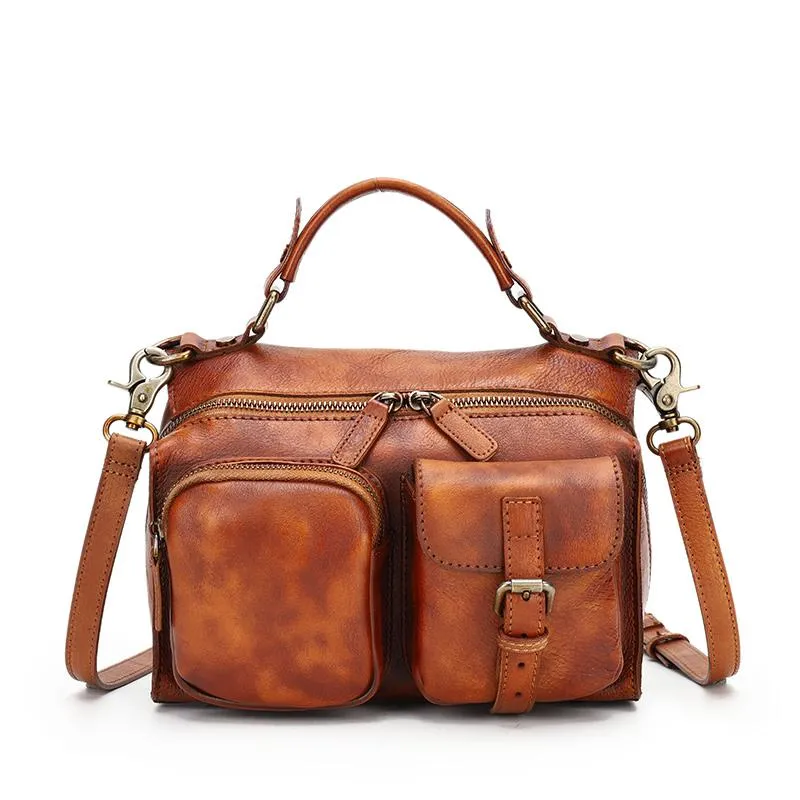 Ladies Vintage Shoulder Bags Genuine Leather Handbags For Women