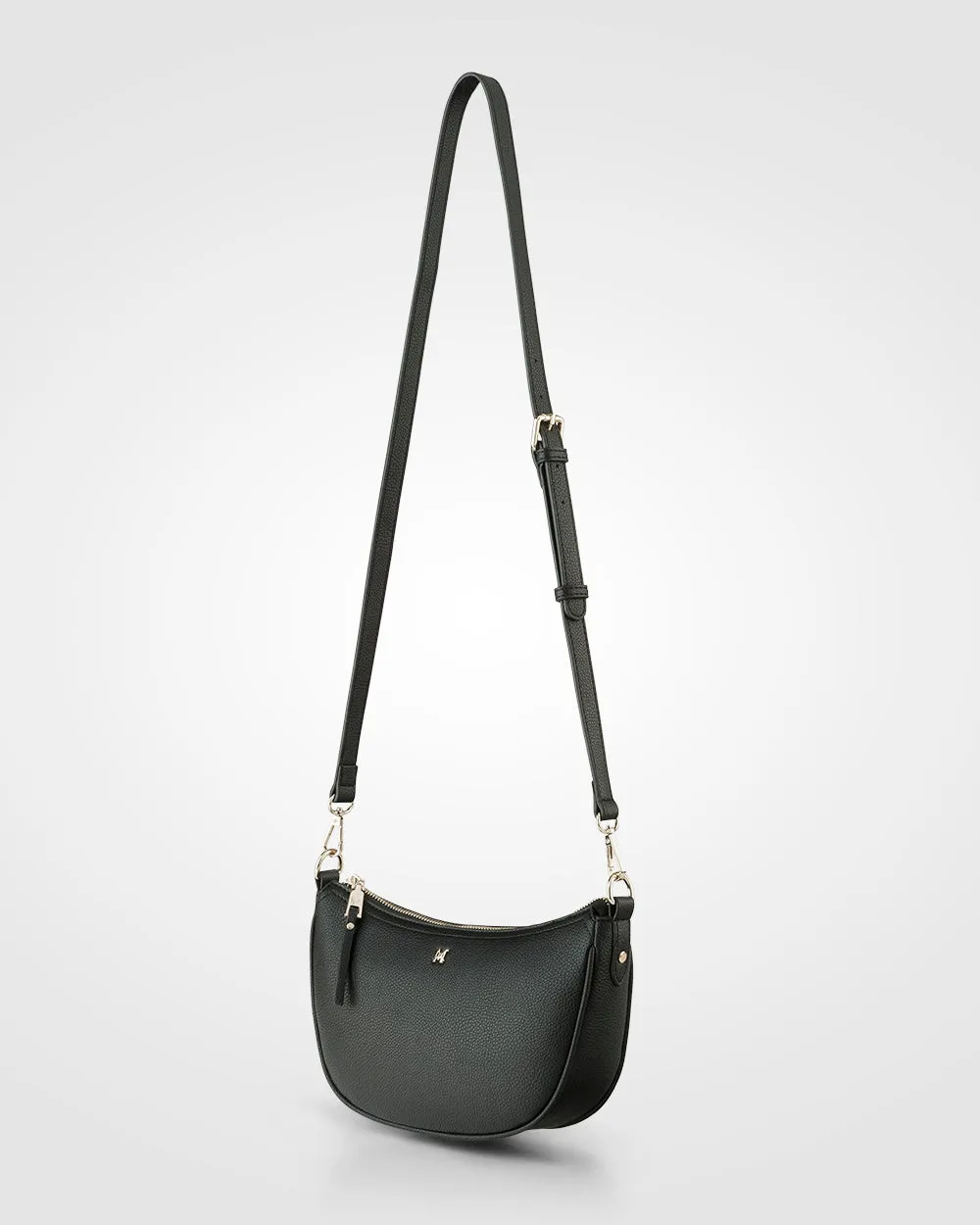 Layla Zip Top Curved Crossbody   Stripe Strap