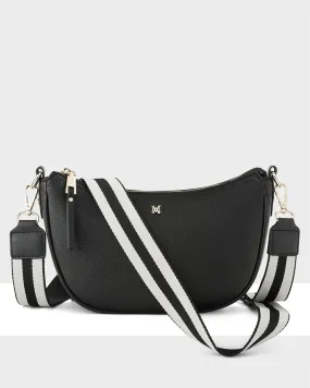 Layla Zip Top Curved Crossbody   Stripe Strap