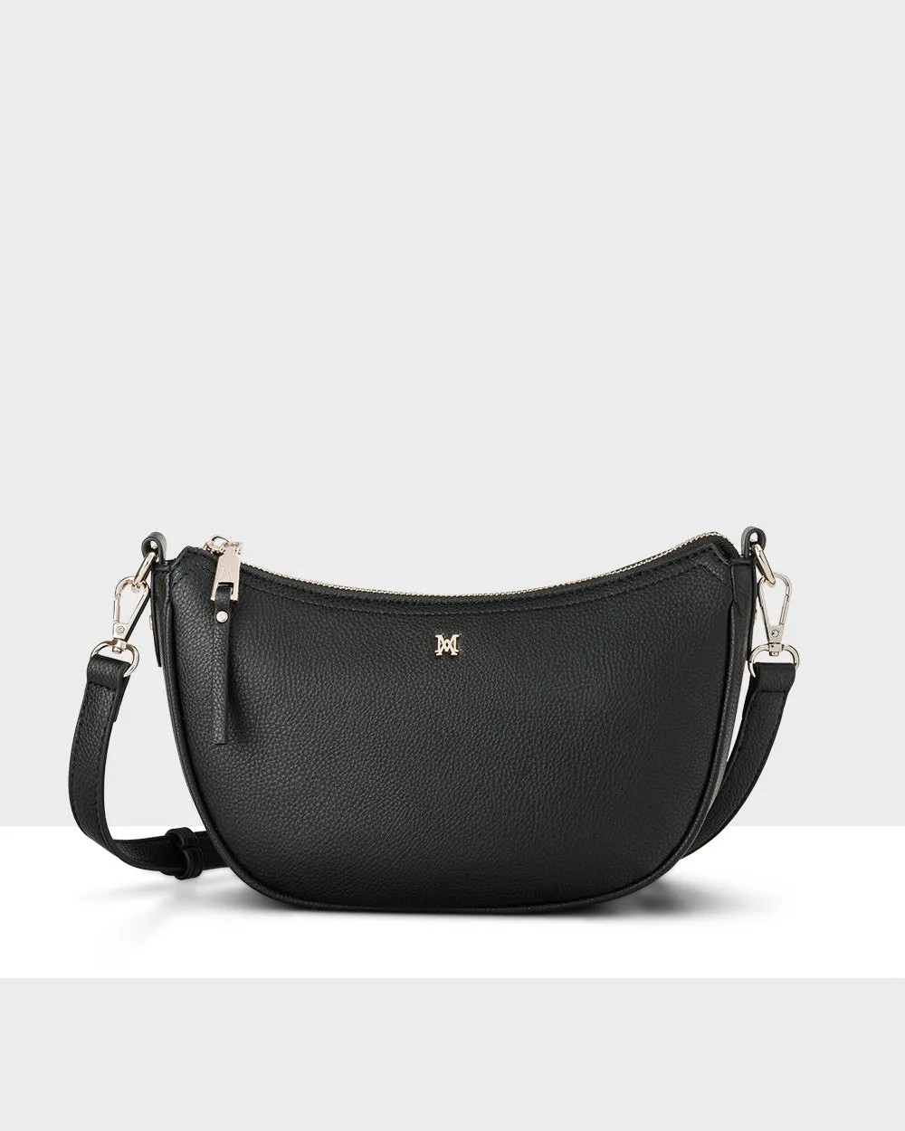 Layla Zip Top Curved Crossbody   Stripe Strap