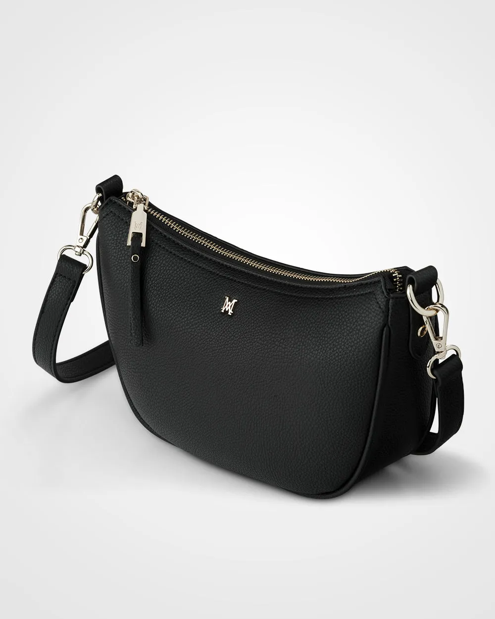 Layla Zip Top Curved Crossbody   Stripe Strap