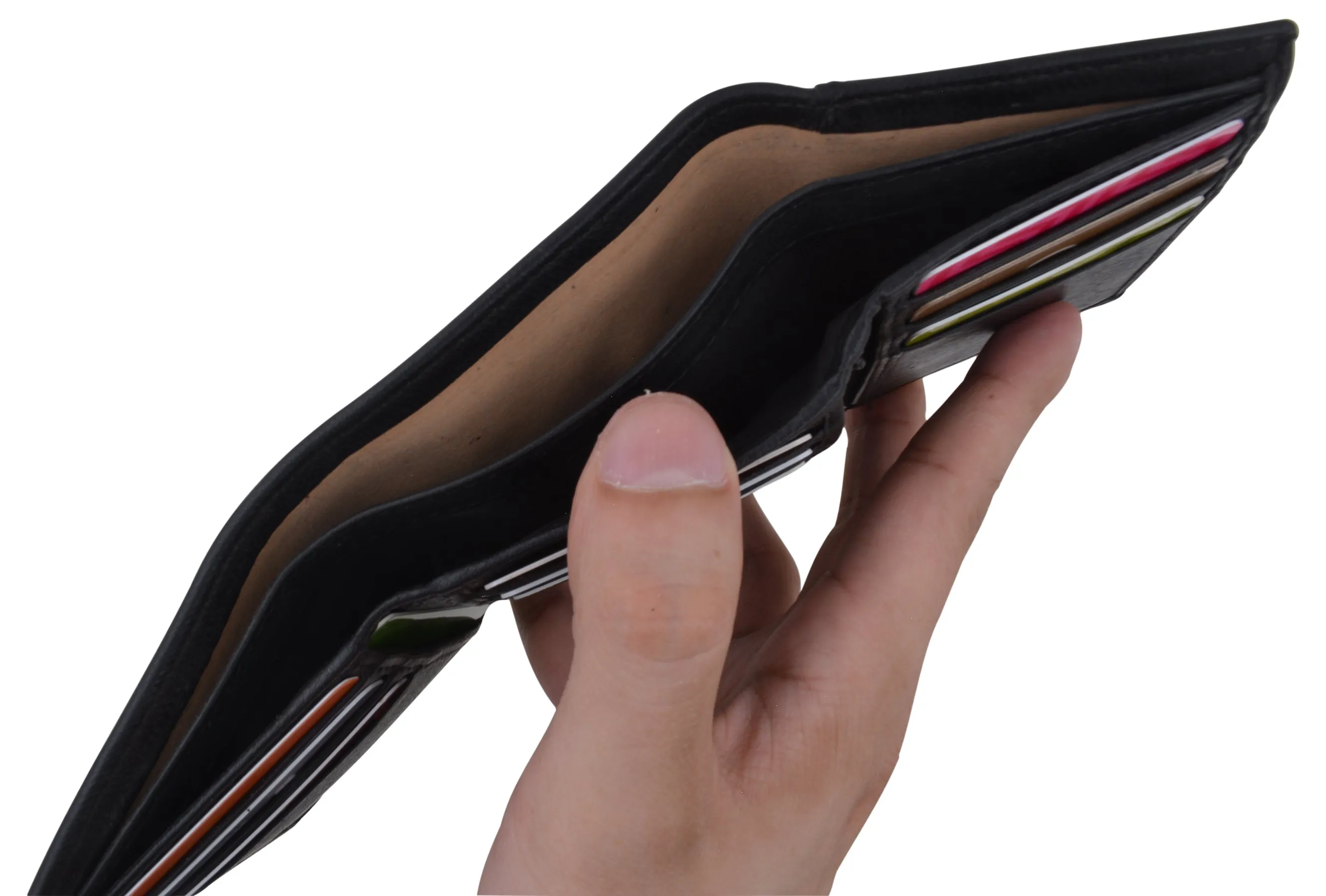 Leather RFID Blocking Trifold Credit Card Mens Wallet W/Outside ID Window & Box