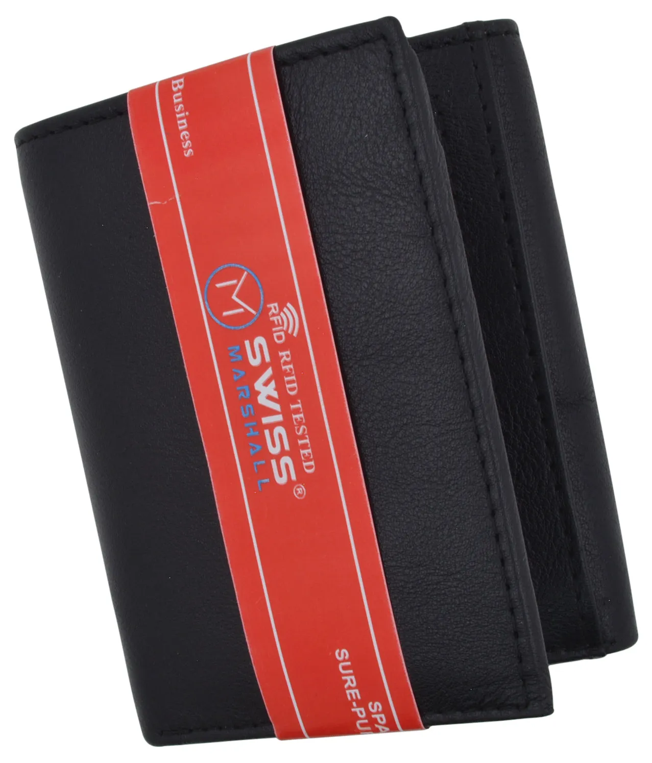 Leather RFID Blocking Trifold Credit Card Mens Wallet W/Outside ID Window & Box