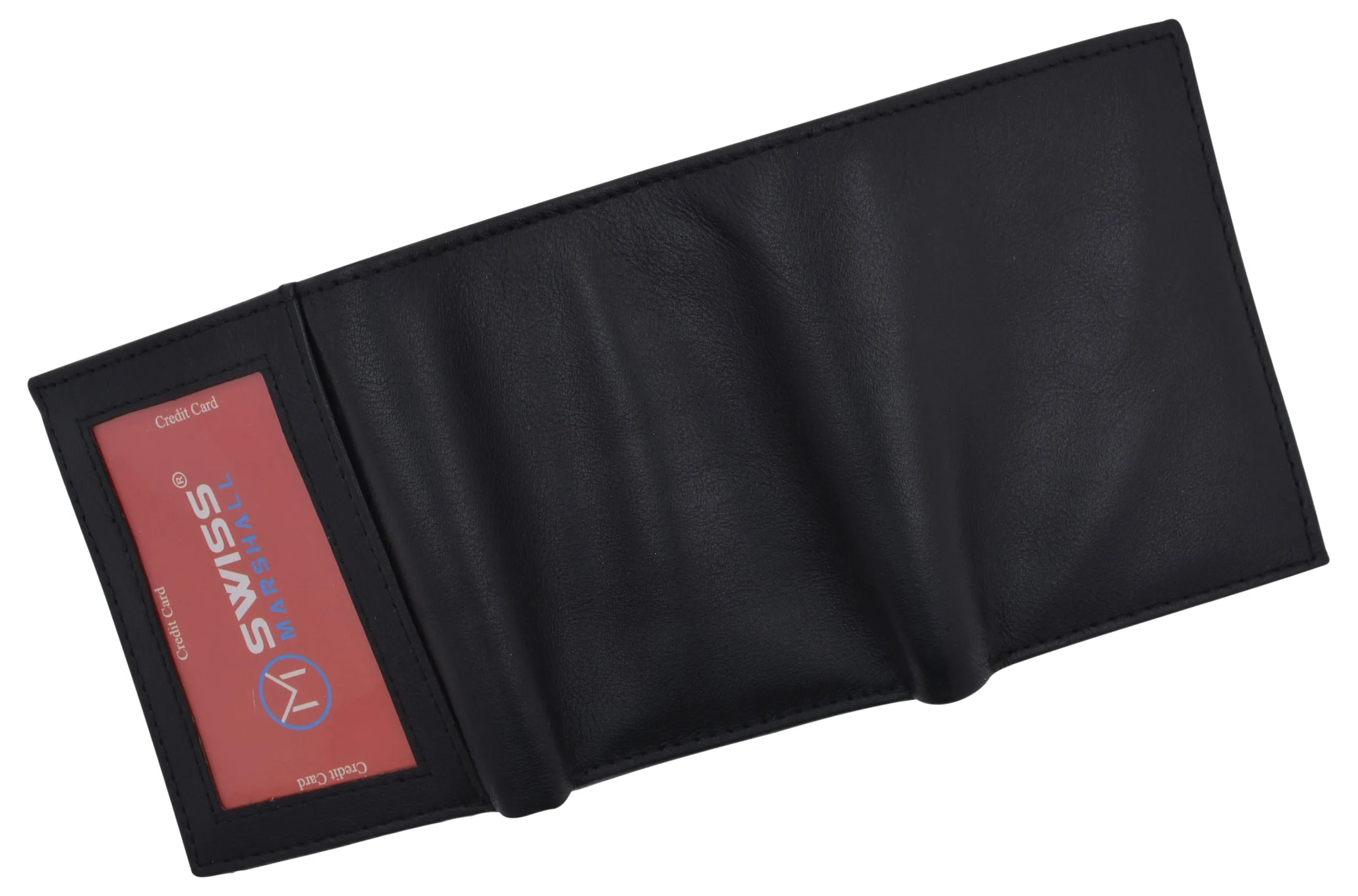 Leather RFID Blocking Trifold Credit Card Mens Wallet W/Outside ID Window & Box