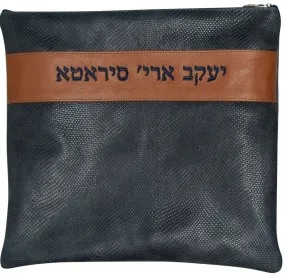 Leather Tallis &amp; Tefillin with Name strip across 375F-NV5