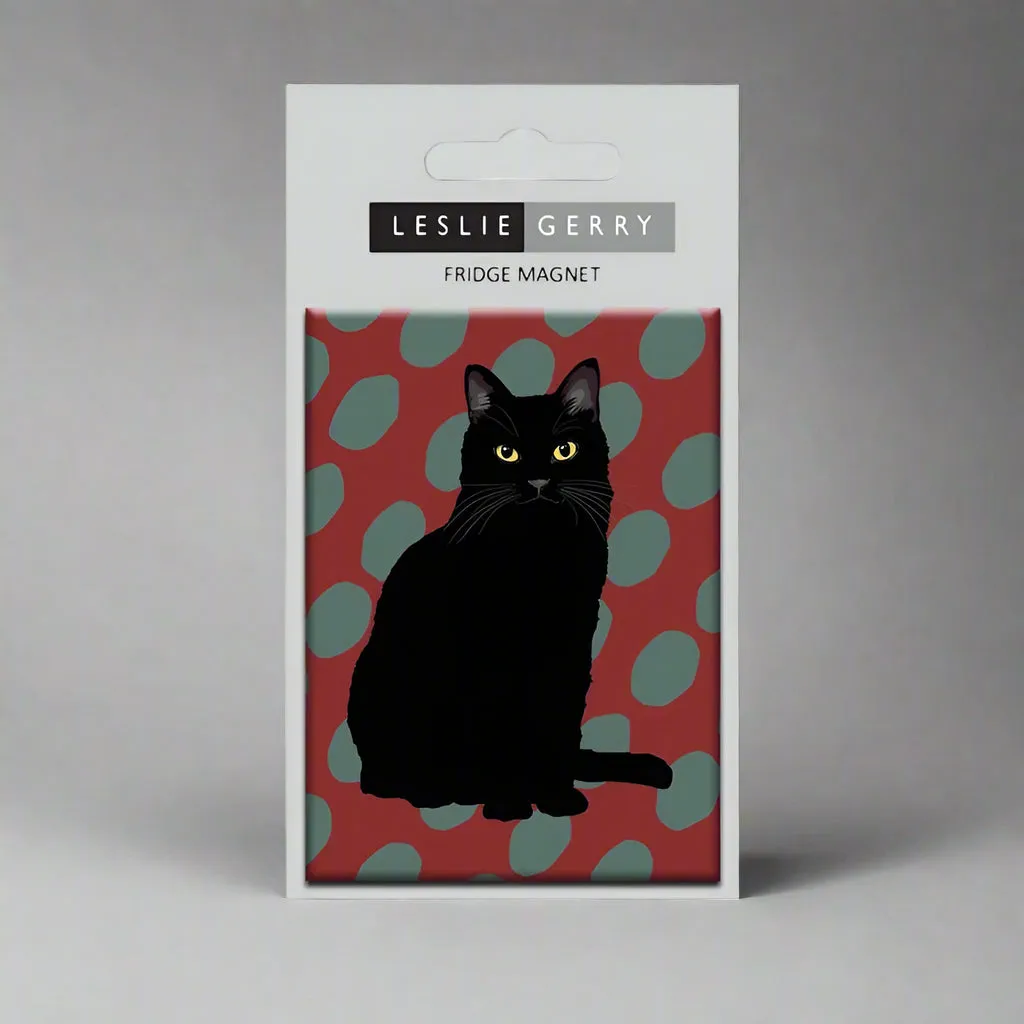 Leslie Gerry Black Cat Fridge Magnet