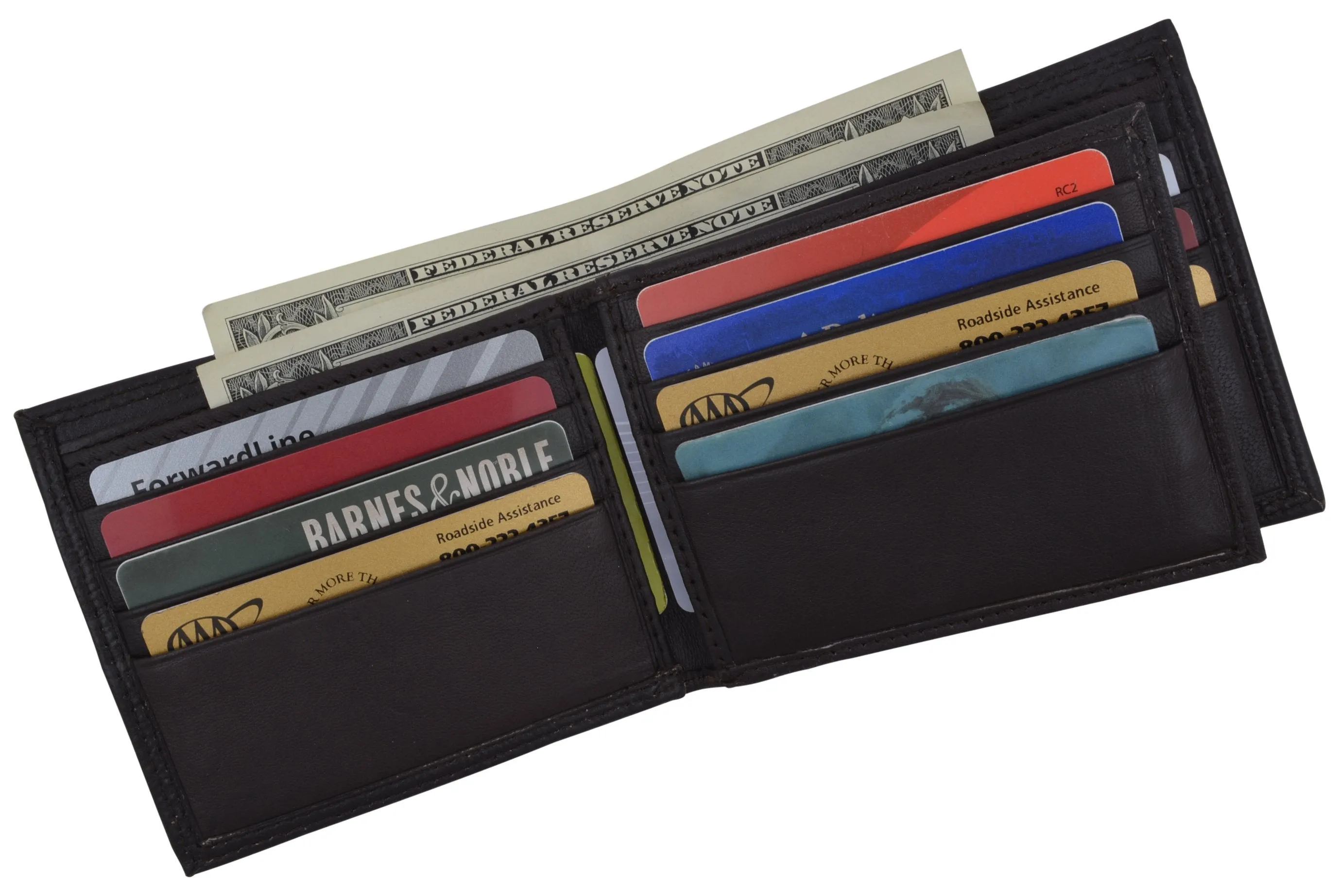 Men's RFID Blocking Premium Leather Bifold Multi-Card Compact Center Flip Wallet by Swiss Marshall RFID510052