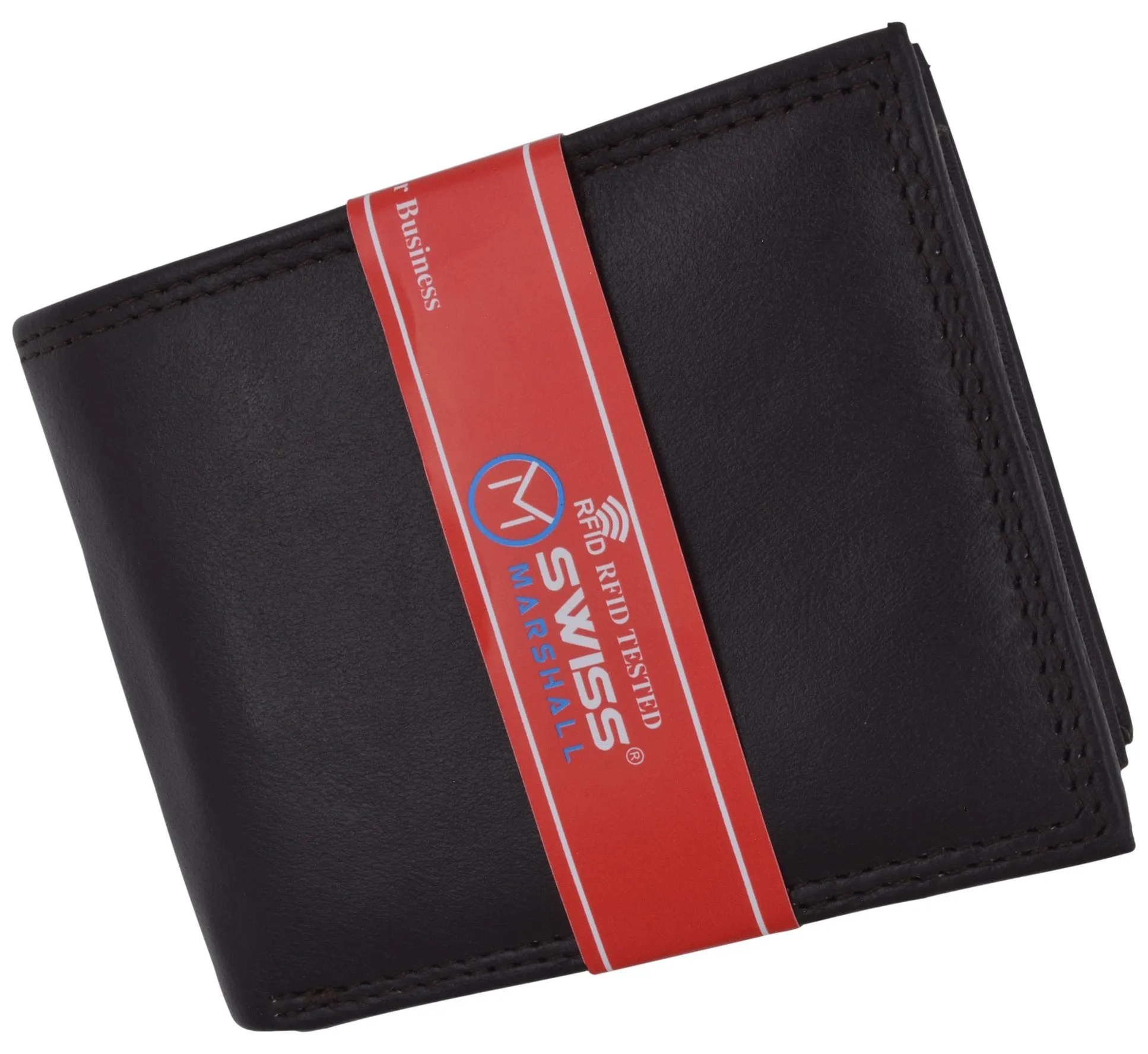 Men's RFID Blocking Premium Leather Bifold Multi-Card Compact Center Flip Wallet by Swiss Marshall RFID510052
