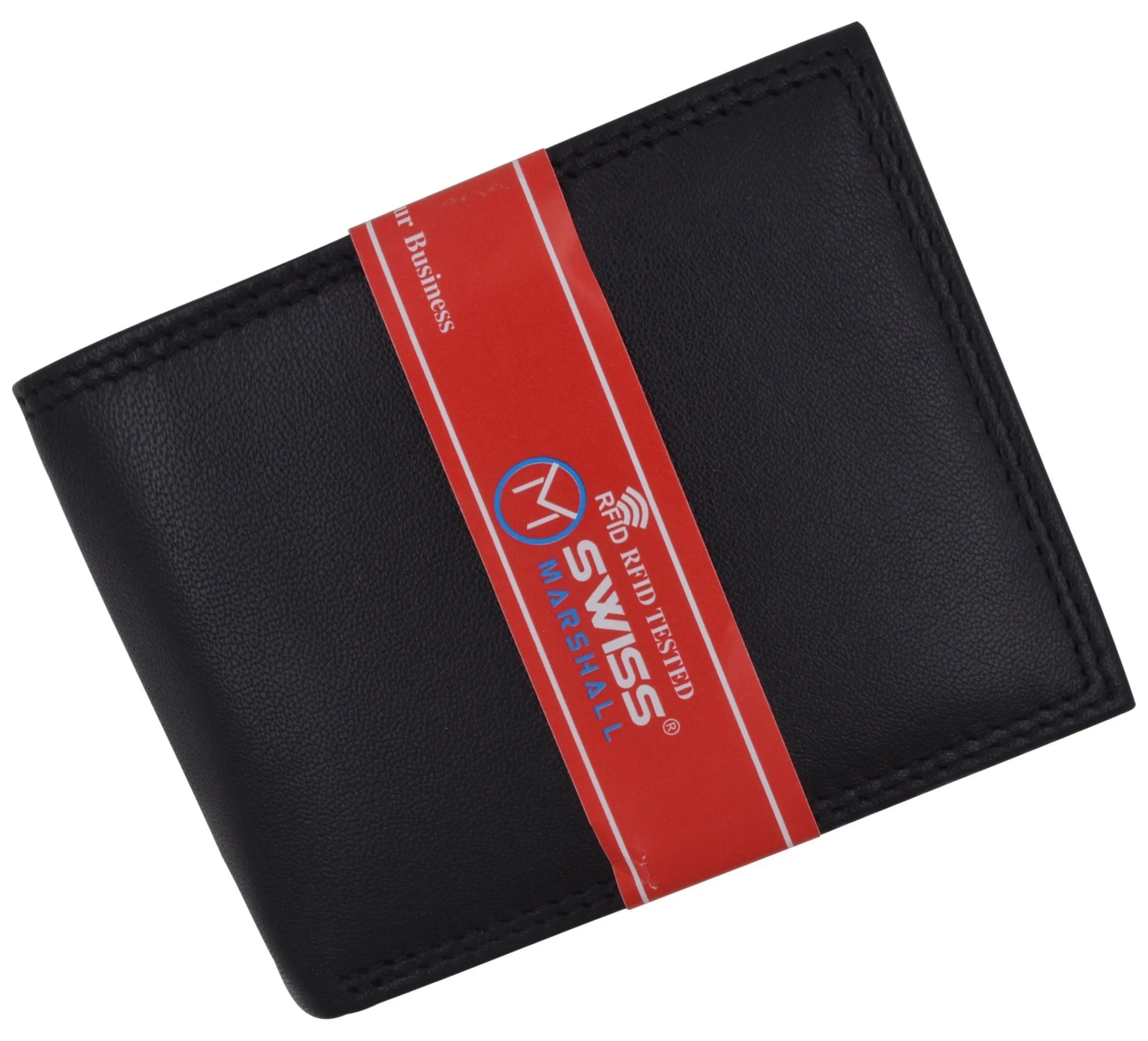 Men's RFID Blocking Premium Leather Bifold Multi-Card Compact Center Flip Wallet by Swiss Marshall RFID510052