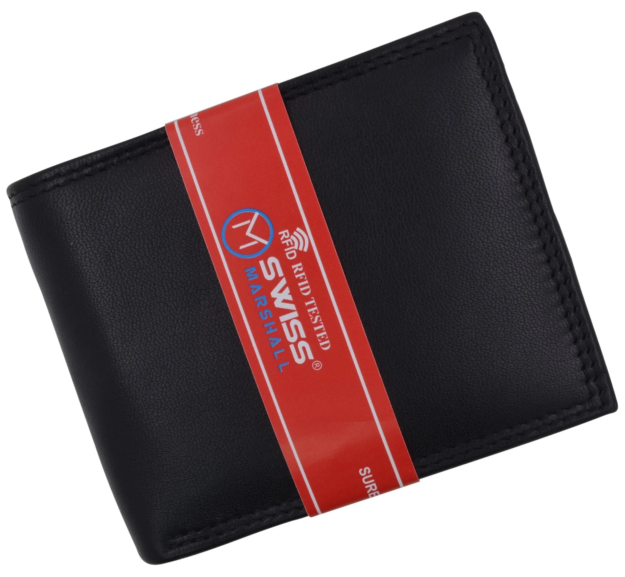 Men's RFID Blocking Premium Leather Bifold Multi-Card Compact Center Flip Wallet by Swiss Marshall RFID510052
