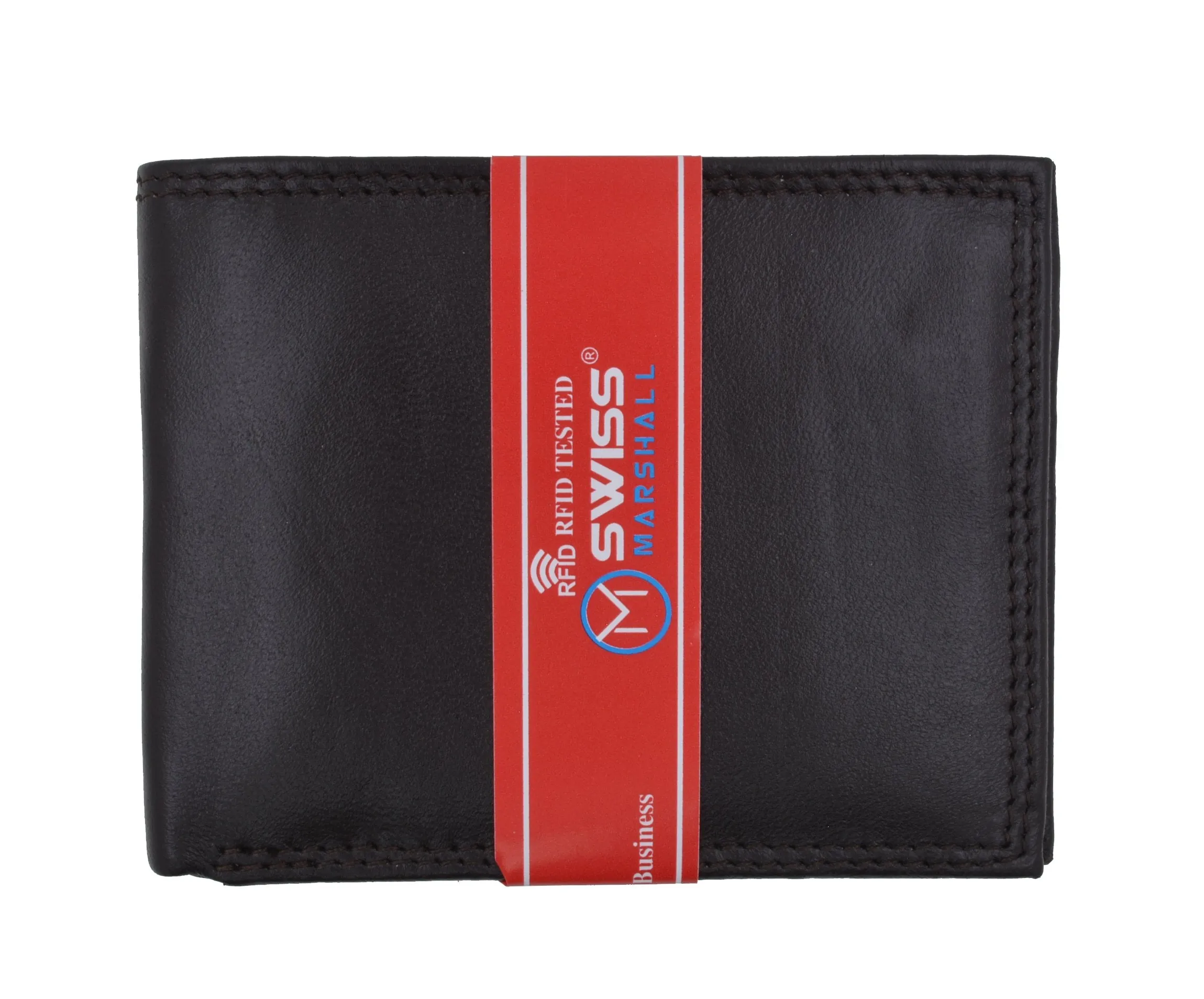 Men's Slim Bifold RFID Blocking Premium Genuine Leather Credit Card ID Wallet by Swiss Marshall RFID510060