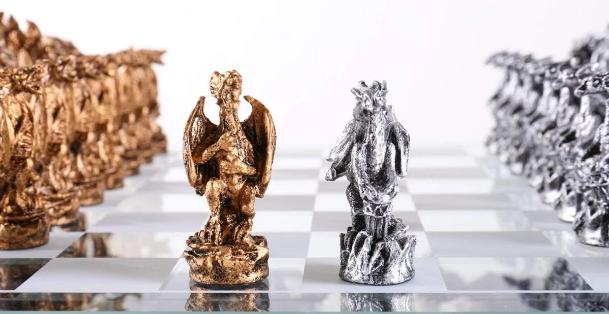 Metal Dragon Chess Pieces