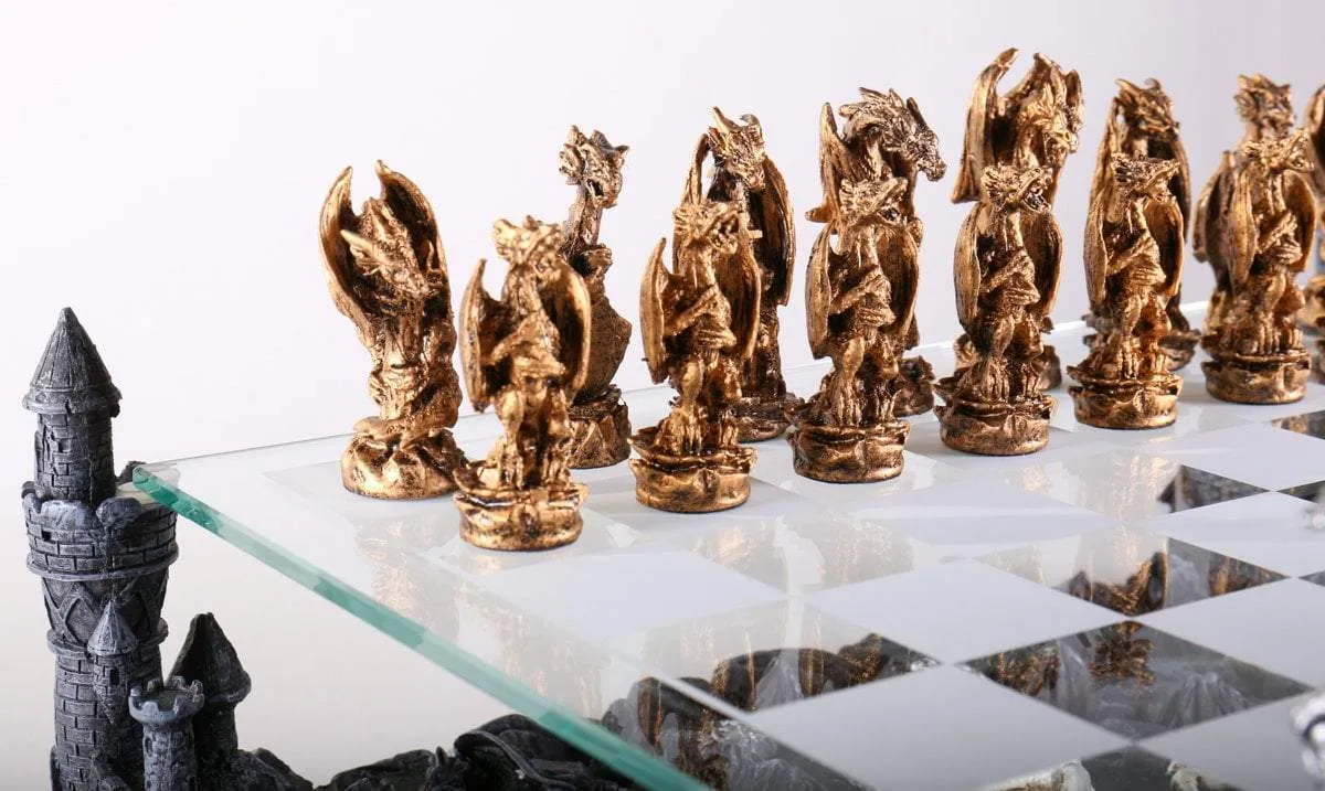 Metal Dragon Chess Pieces
