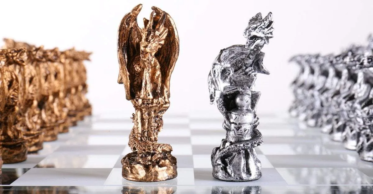 Metal Dragon Chess Pieces