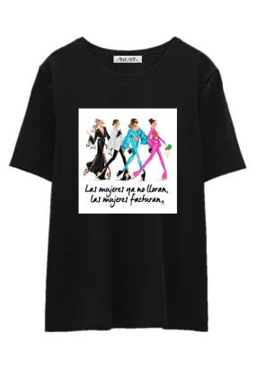 Mujeres Facturan Black T-Shirt