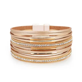 Multi-layer leather copper bracelet