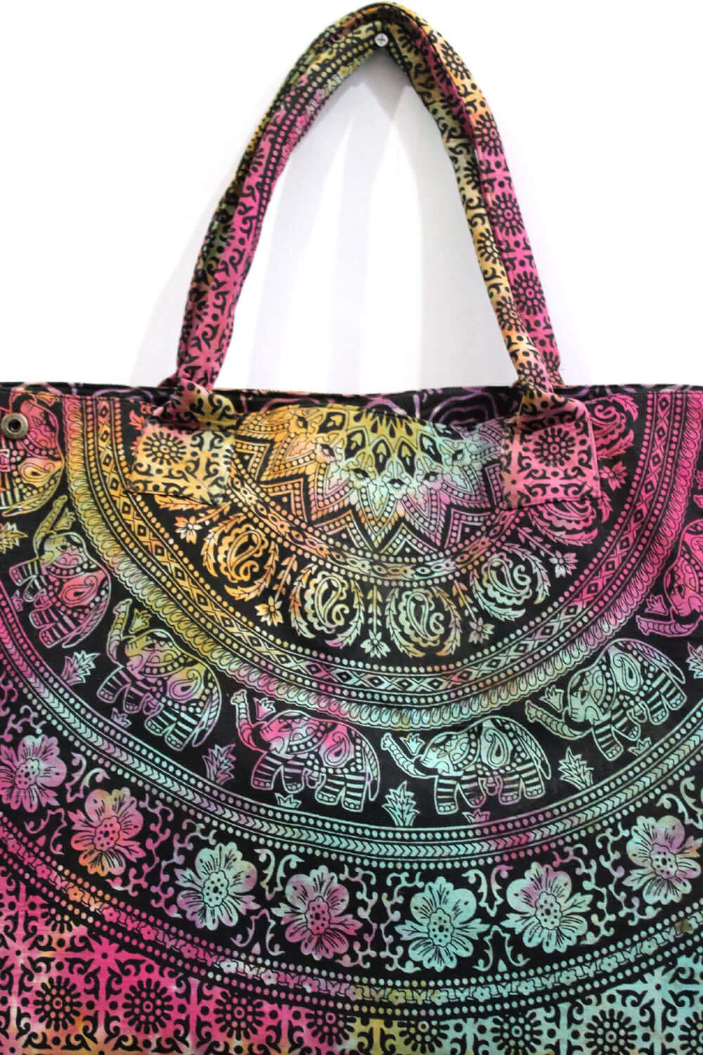 Multicolor Tote Bag Hand Stitch Shopping Bag