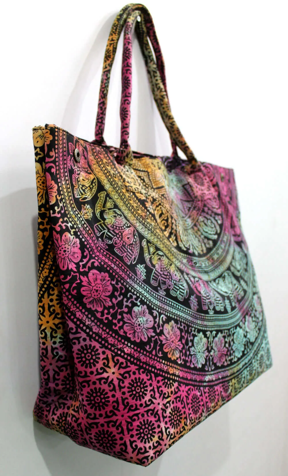 Multicolor Tote Bag Hand Stitch Shopping Bag