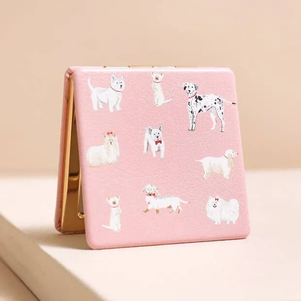 Pink Dog Print Compact Mirror
