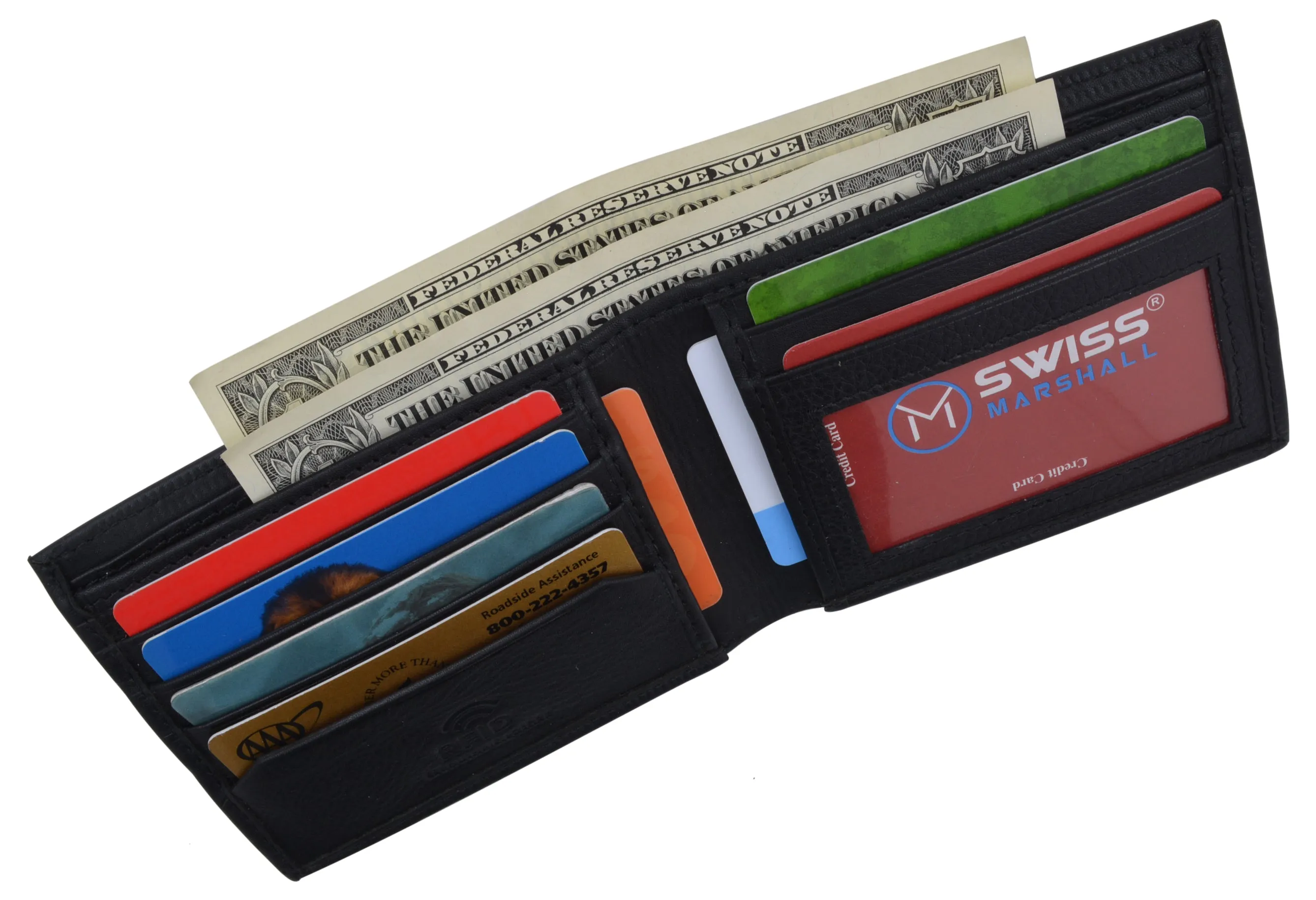 Premium Leather RFID Blocking Men's Slim Bifold Credit Card ID Wallet Black Gift Box