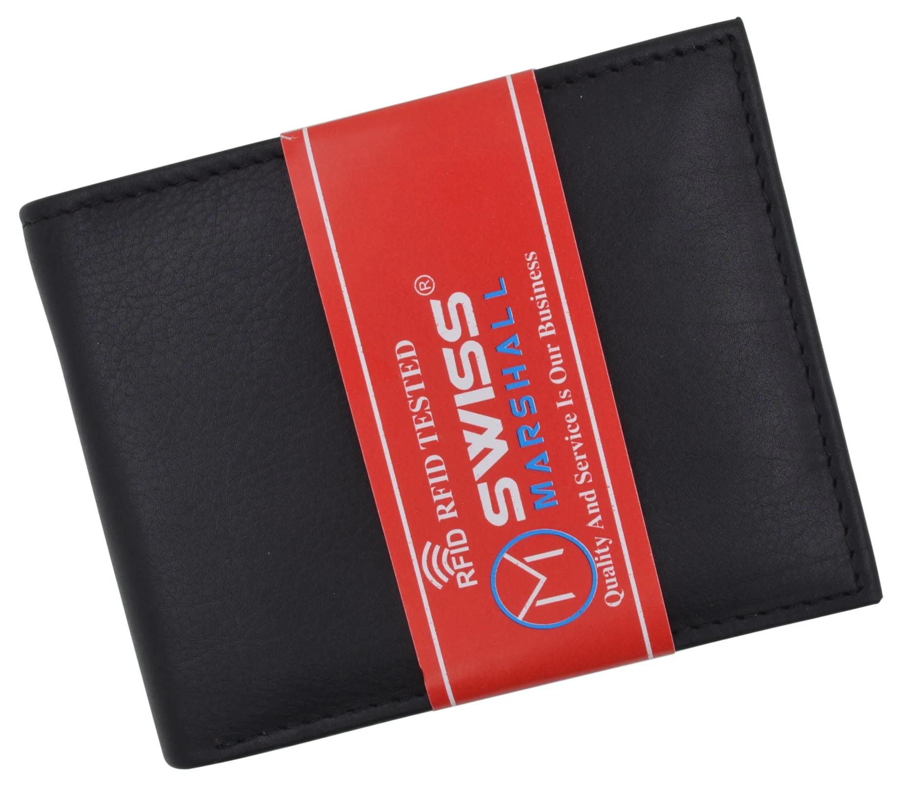 Premium Leather RFID Blocking Men's Slim Bifold Credit Card ID Wallet Black Gift Box