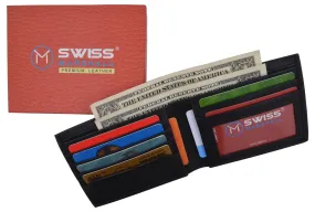 Premium Leather RFID Blocking Men's Slim Bifold Credit Card ID Wallet Black Gift Box