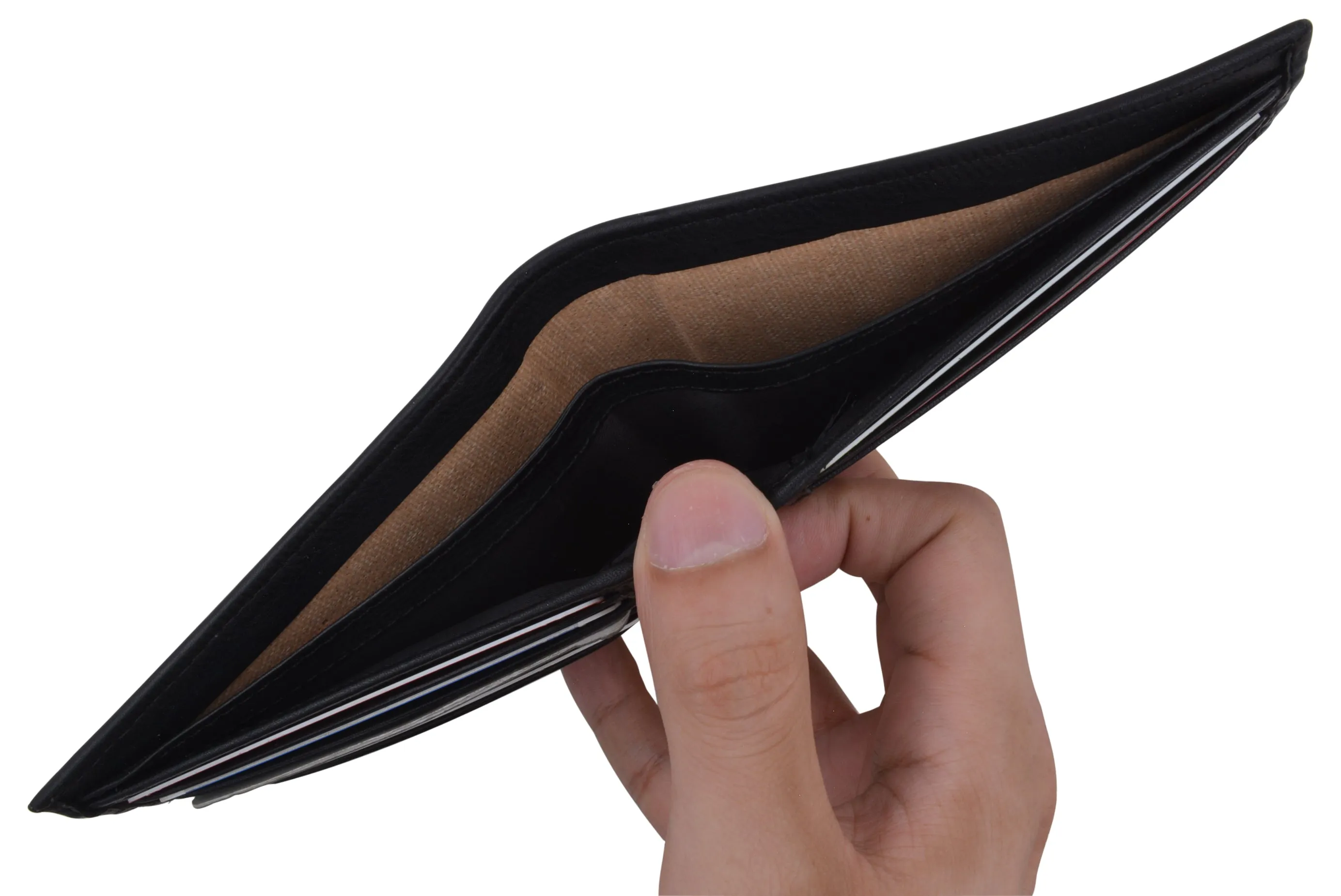 Premium Leather RFID Blocking Men's Slim Bifold Credit Card ID Wallet Black Gift Box