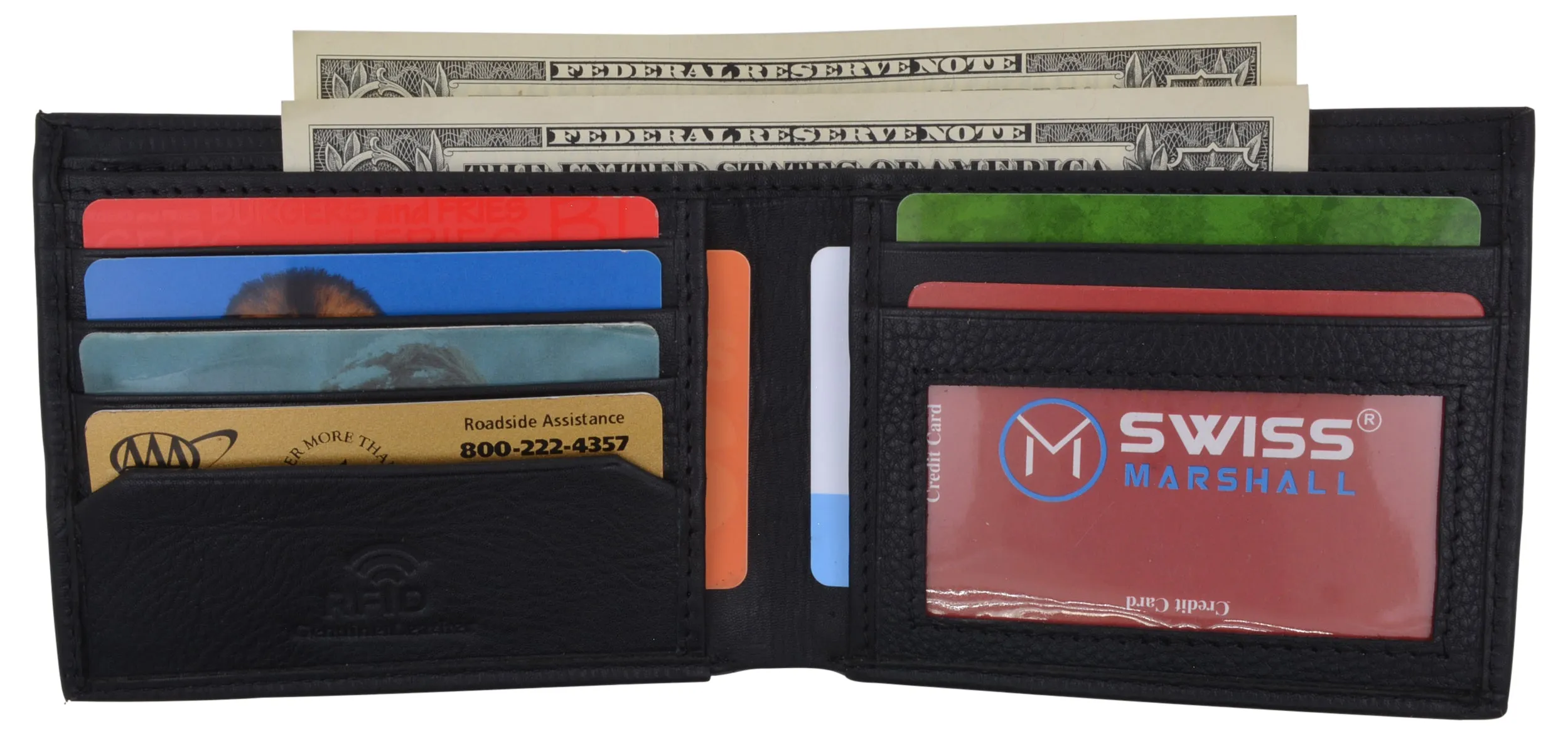 Premium Leather RFID Blocking Men's Slim Bifold Credit Card ID Wallet Black Gift Box