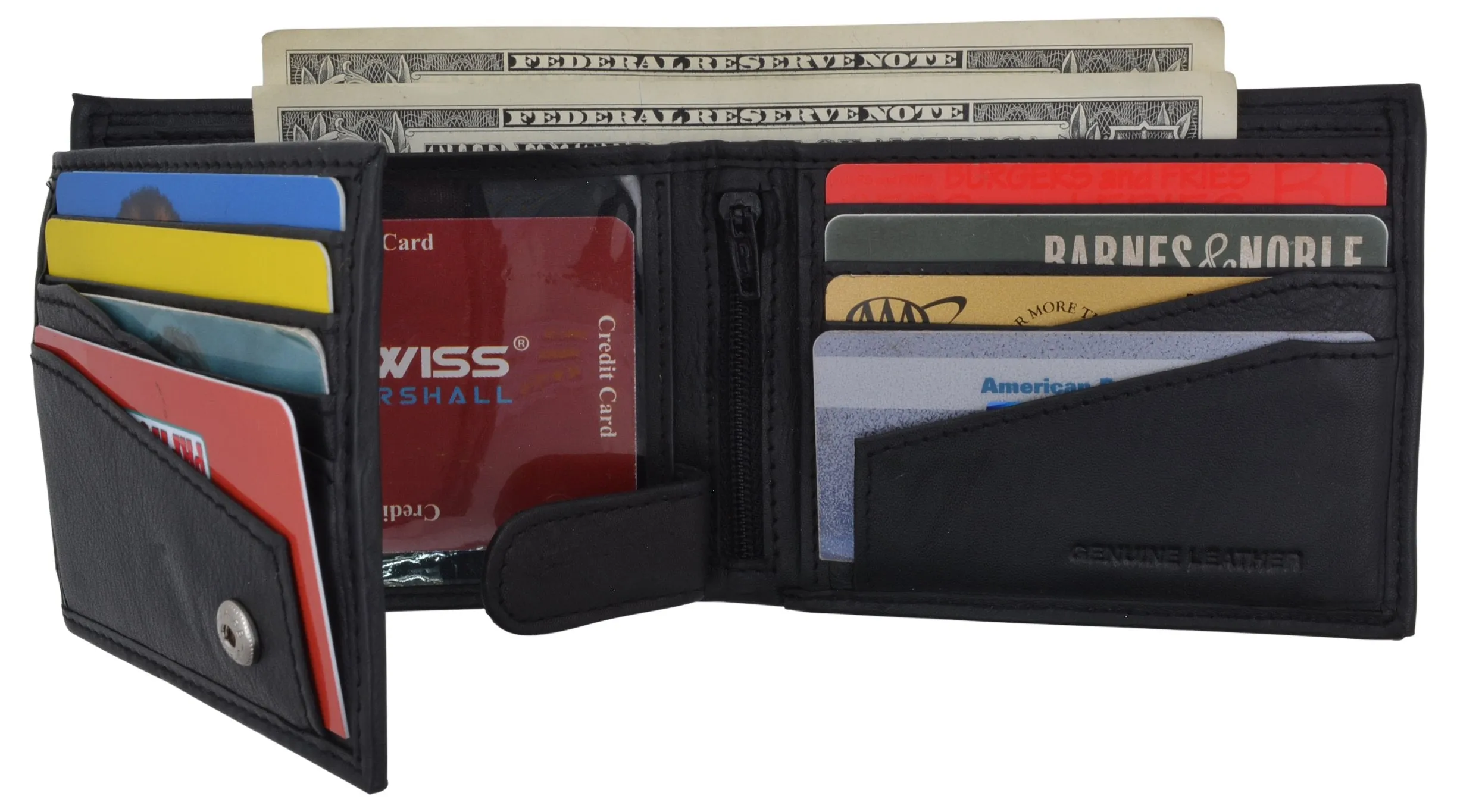 Premium Leather RFID Mens Credit Card ID Holder Wallet W/Interior Snap Closure RFIDCN1533
