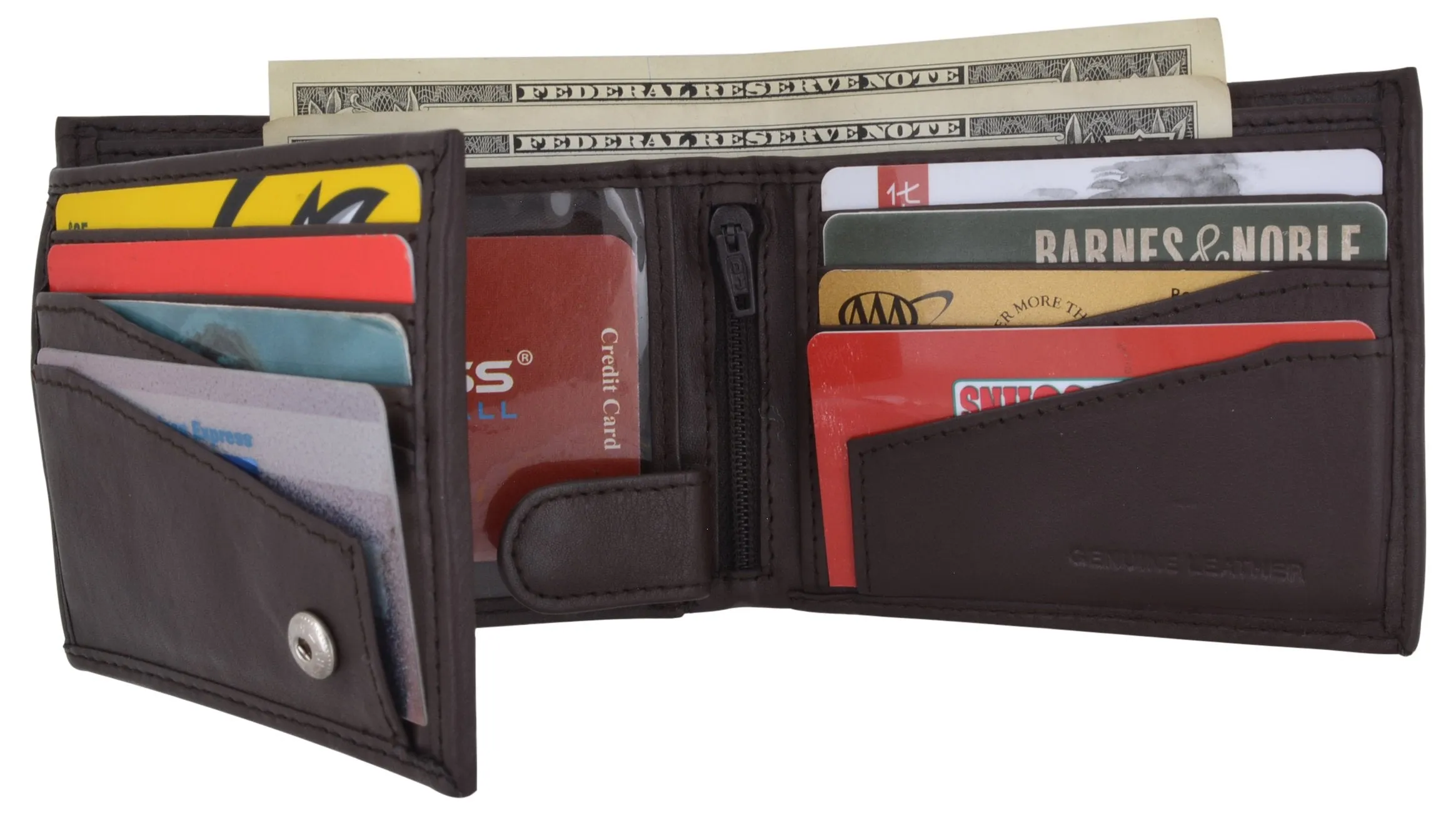 Premium Leather RFID Mens Credit Card ID Holder Wallet W/Interior Snap Closure RFIDCN1533
